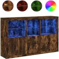 vidaXL Dressoir met LED-verlichting 162x37x100 cm gerookt eikenkleurig