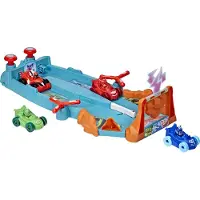PJ Masks Dierkracht Smash en Zoom Racebaan Speelgoed, Zoomzania Raceway Voertuigset met 4 Auto's voor Kinderen 3+