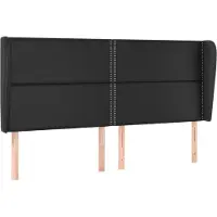 vidaXL Hoofdbord met randen 203x23x118/128 cm kunstleer zwart