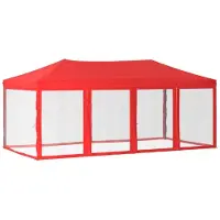 vidaXL Partytent, inklapbaar met zijwanden, rood, 3x6 meter