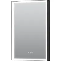 Guido Gusto Rechthoekige badkamerspiegel Toby mat zwart met verwarming, dimbare LED verlichting en touch sensor 50x70cm