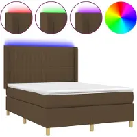 vidaXL Boxspring met matras en LED stof donkerbruin 140x190 cm