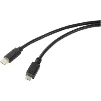 Renkforce USB-kabel USB 2.0 USB-C stekker, USB-micro-B stekker 1.00 m Zwart Rond RF-5719754