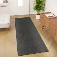 Tapiso Mono Loper Kleed Grijs Effen Gang Laagppolig Vloerkleed Maat- 80x850