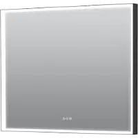 Guido Gusto Rechthoekige badkamerspiegel Toby mat zwart met verwarming, dimbare LED verlichting en touch sensor 100x80cm
