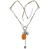 Behave - Lange ketting - Engel hanger zilverkleur bruin - Spirituele look