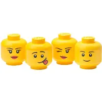 LEGO - Opbergbox Hoofd Boy Girl Silly Winky Mini Set van 4 Stuks - Kunststof - Geel