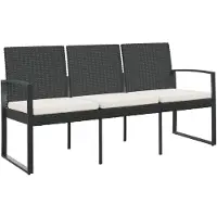 vidaXL Tuinbank 3-zits met kussens polypropeen rattan zwart