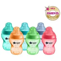 Tommee tippee Natural Start Babyflessen, set van 6 x 260ml baby flessen - Lage toevoersnelheid 0m+ - kleurrijk