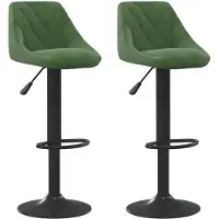 The Living Store Barkruk Velours Fluweel - Donkergroen - Hoogte Verstelbaar - 46x44x(82-103) cm