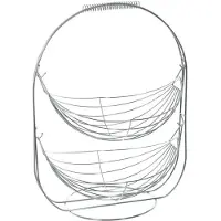 Secret De Gourmet Dubbele etagere fruitschaal/fruitmand zilver metaal 34 x 25 x 46 cm - Fruitschalen