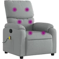 vidaXL Massagestoel verstelbaar stof lichtgrijs