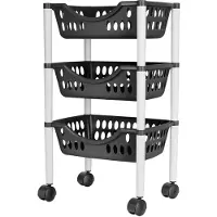 Juypal Hogar Keukentrolley - 3-laags - grijs/wit - kunststof - 39 x 26,5 x 66,5 cm - Opberg trolley