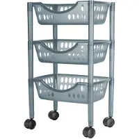 Juypal Hogar Keukentrolley - 3-laags - grijs - kunststof - 39 x 26,5 x 66,5 cm - Opberg trolley