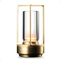 Goliving Lumina oplaadbare tafellamp - Tafellamp - Nachtlamp - Lantaarn - Dimbaar - Nachtlamp - 17,5 cm - Goud