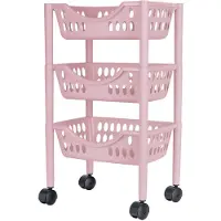 Juypal Hogar Keukentrolley - 3-laags - roze - kunststof - 39 x 26,5 x 66,5 cm - Opberg trolley