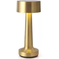 Goliving Tafellamp Oplaadbaar – Draadloos en dimbaar – Moderne touch lamp – Nachtlamp Slaapkamer – 21 cm – Goud