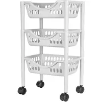 Juypal Hogar Keukentrolley - 3-laags - wit - kunststof - 39 x 26,5 x 66,5 cm - Opberg trolley