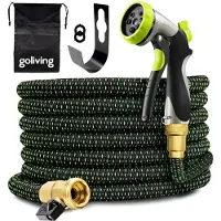 Goliving Tuinslang Flexibel - 30 Meter - Uitrekbare tuinslang Sproeier - Tuinsproeier - Zwart - Acht standen - Met opbergtas