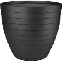 Juypal Hogar Bloempot/plantenpot Florenzia - zwart - kunststof - D30 x H26,8 cm - voor buiten/binnen - Plantenpotten