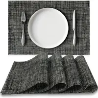 Loti Living Placemats 4 Stuks – Placemats Kunststof – Placemats Plastic – Onderlegger - 30 x 45 cm – Donkergrijs
