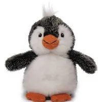 Inware pluche pinguin knuffeldier - grijs/wit - staand - 13 cm - Knuffel zeedieren