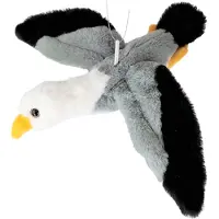 Imware Inware pluche zeemeeuw knuffeldier - grijs/wit/zwart - vliegend - 25 cm - Vogel knuffels