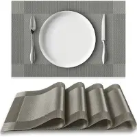 Loti Living Placemats 4 Stuks – Placemats Kunststof – Placemats Plastic - Onderlegger -30x45cm – Metallic grijs