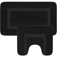 Loti Living Badmat Set Met Toiletmat Antislip – Douchemat – Badmat Badkamer – Vloermat – Badmat set wc mat – Badmat set antislip - Zwart - 50x80 cm + 50x40 cm