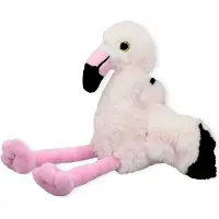 Inware pluche flamingo vogel knuffeldier - roze - zittend - 16 cm - Vogel knuffels