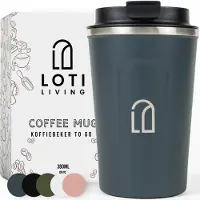 Loti Living Koffiebeker To Go – Thermosbeker - Koffiebeker onderweg – Theebeker – Travel mug - 380ml – Blauw