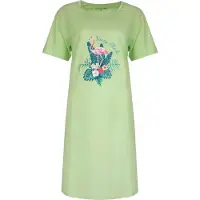Temptation Dames Nachthemd - Bigshirt - Slaapkleed - Korte Mouwen - 100% Katoen - Groen - Maat L
