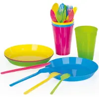 Juypal Hogar Servies 24-delig - gekleurd - kunststof - 4 personen - herbruikbaar - BPA-vrij - picknick - camping servies