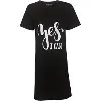 Temptation Dames Nachthemd - Bigshirt - 100% Katoen - Zwart - Maat M