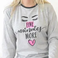 Temptation Dames Nachthemd - Bigshirt - Five minutes more Tekst - Licht Grijs - Maat L