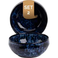 Palmer - Schaal - Kom - Bama Blue - 65 cl - 15 cm - Blauw - Stoneware - Bordenset - 2 stuks