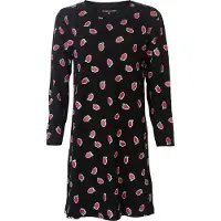 Temptation Dames Bigshirt - Aardbeien dessin - Zwart - Maat L