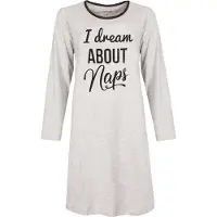 Temptation Dames Nachthemd - Bigshirt - I dream about naps Tekst - Licht Grijs - Maat XXL