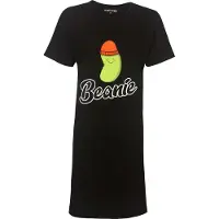 Temptation Dames Nachthemd - Bigshirt - Beanie Print - Zwart - Maat S