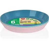 Juypal Hogar Juypal Borden - 6x - pastel tinten - kunststof - D18,5 x H2,5 cm - herbruikbaar - BPA-vrij