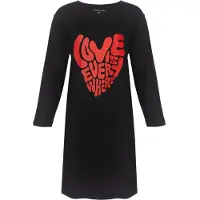 Temptation Dames Bigshirt - Love is everywhere Print - Zwart - Maat L