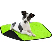 AiryVest Dog Mat Hondenkussen - Warme Voering - Omkeerbaar - Lime / Zwart - M - 80 x 55 cm