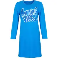 Temptation Dames Nachthemd - Morning Vibes Print - Blauw - Maat XL