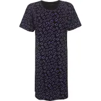 Temptation Dames Bigshirt - Paars Kusjesprint - Zwart - Maat S