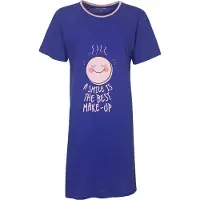 Temptation Dames Nachthemd - Bigshirt - Katoen - Blauw - Maat L