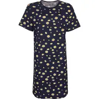 Temptation Dames Nachthemd - Bigshirt - Zonnebloemetjes - Donkerblauw - Maat S
