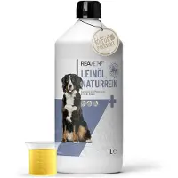 ReaVET - Lijnolie voor honden, katten & paarden (1 Liter) - Koudgeperst en rijk aan voedingsstoffen - Essentiële Omega 3 & 6 vetzuren