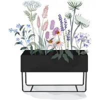 Ferm Living Plant Box Large Flower Box - Bloempotten Gepoedercoat Metaal Black - 110110101