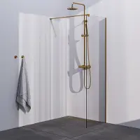 Brauer Gold Season inloopdouche helder glas 60x200 met muurprofiel goud geborsteld