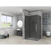 Van Rijn ST08 hoekcabine met draaideur rook glas 120x100cm chroom